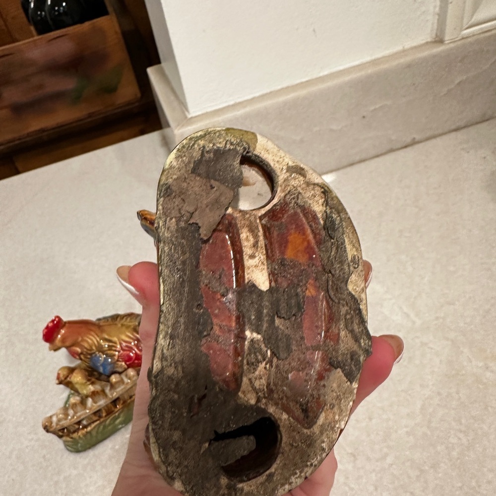 Pair of vintage glazed ceramic rooster figurines - Picture 8 of 10
